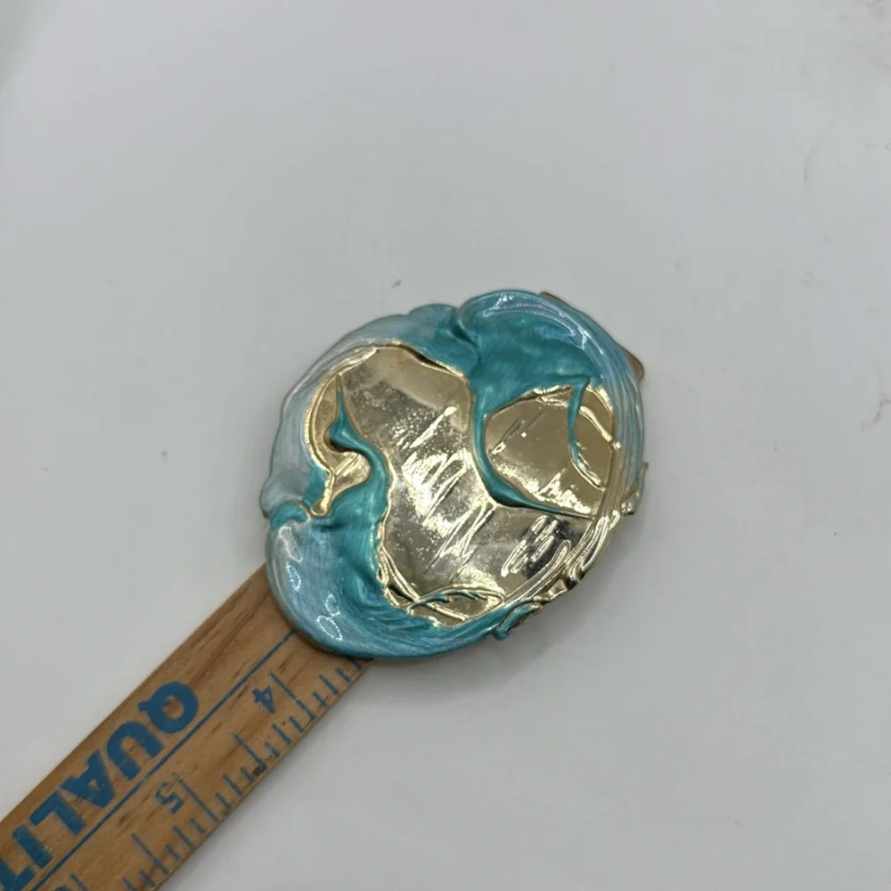 Vintage Charmant Belts Inc Gold Tone Blue Crane Swan Bird Goose Belt Buckle